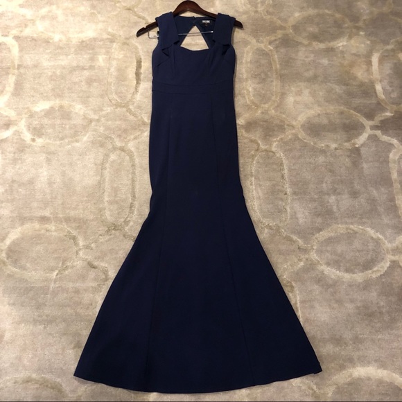 Decode 1.8 Navy Open Back Fitted Mermaid Gown - Picture 3 of 7